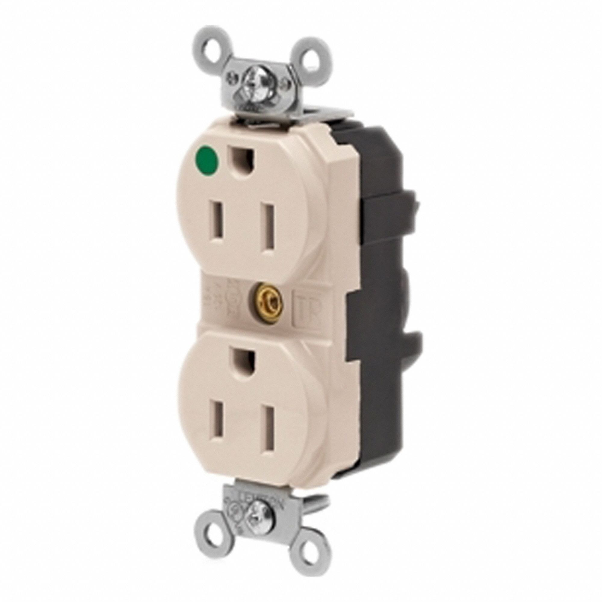 Lev-Lok Rec 15A 125V TR/HG Illum LtAl