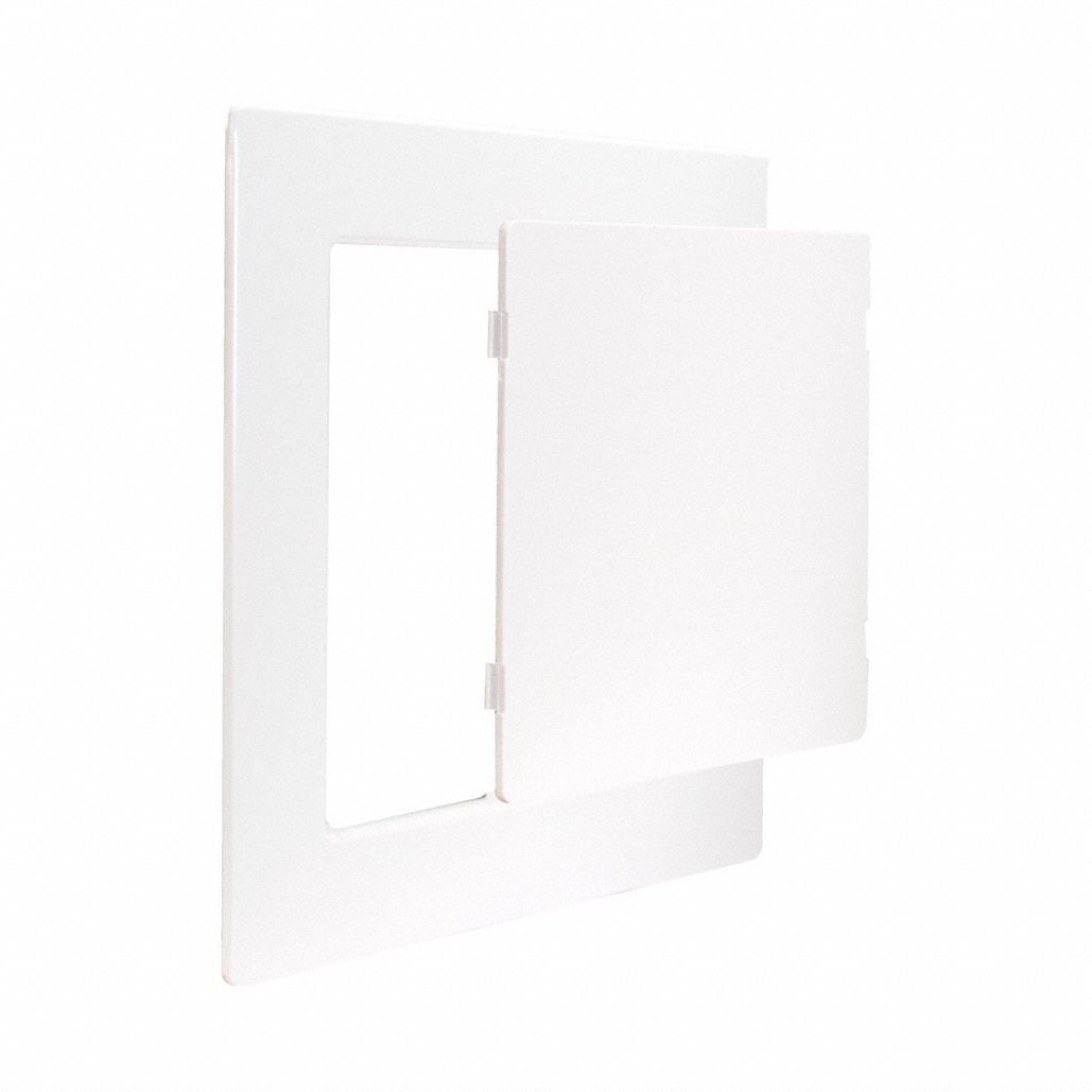 Access Panel: 8 in Ht, 8 in Wd, ABS Plastic, Powder Coated, White