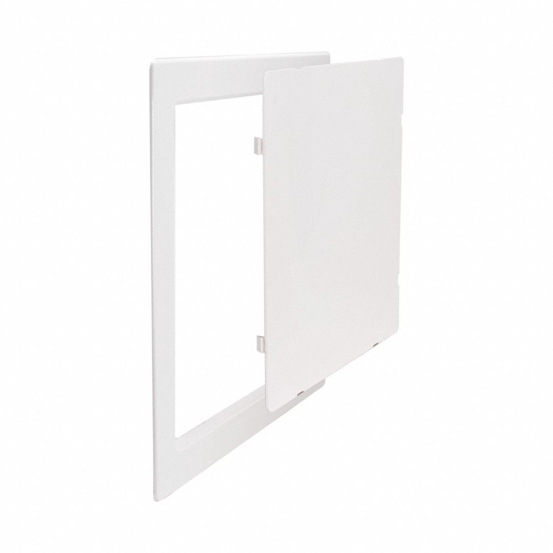 Access Panel: 14 in Ht, 14 in Wd, ABS Plastic, Powder Coated, White