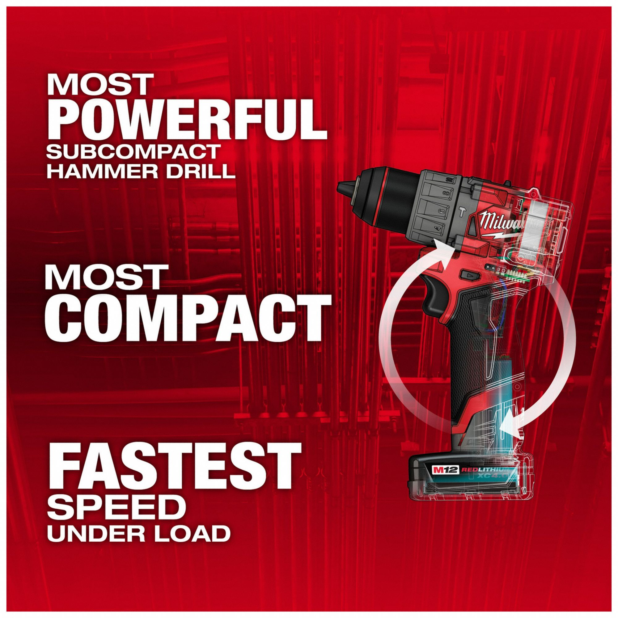 MILWAUKEE Cordless Hammer Drill 12V DC, Compact Premium, 1/2 in Chuck