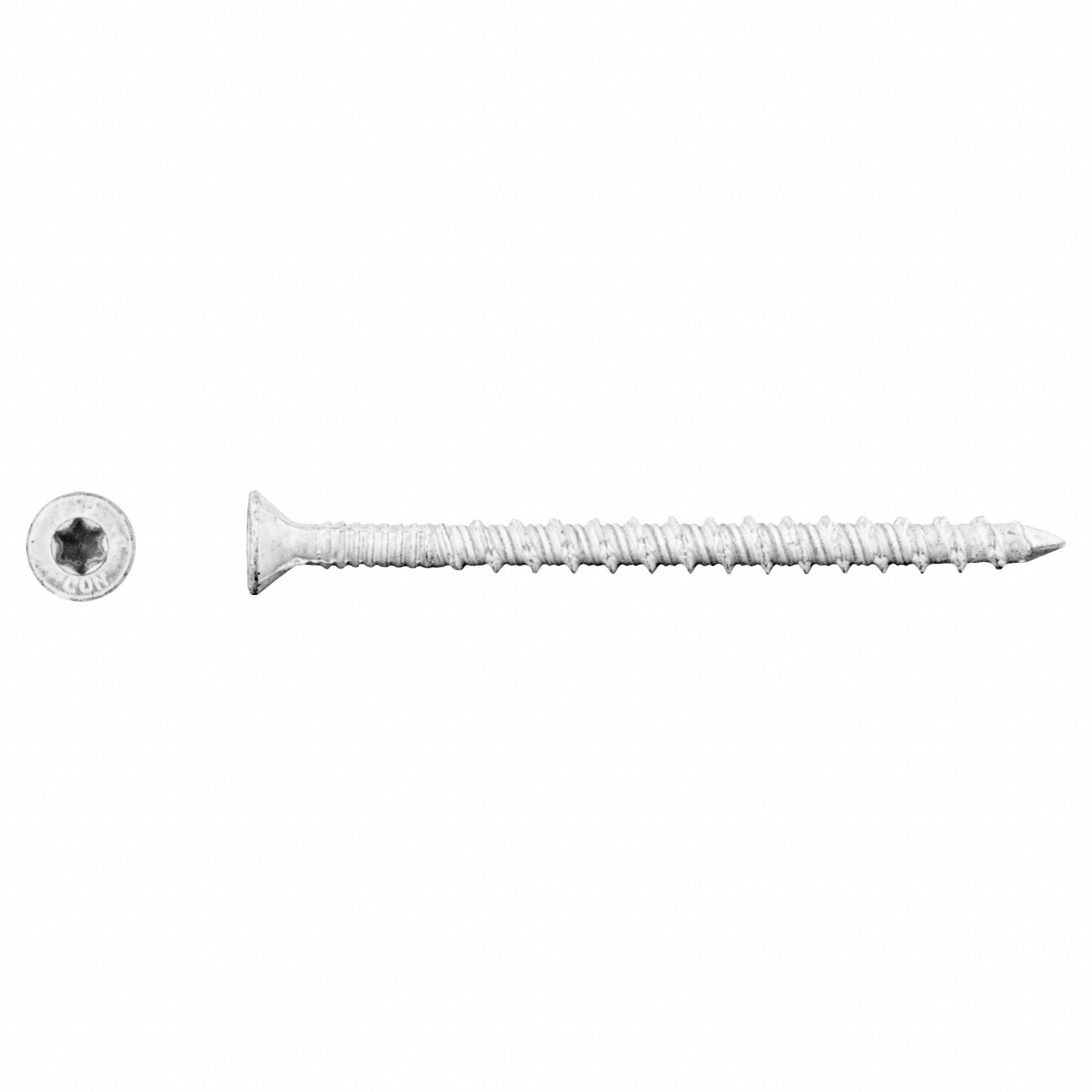 Screw Anchor: 2 3/4 in Overall Lg, 3/16 in Dia, Steel, Torx, Flat, Steel, 1, 600 PK