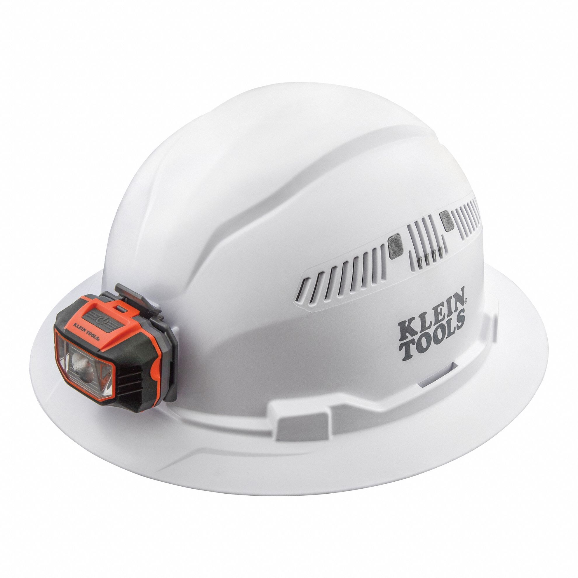 KLEIN TOOLS HARD HAT,VENTED,FULL BRIM WITH HEADLAM - 5570