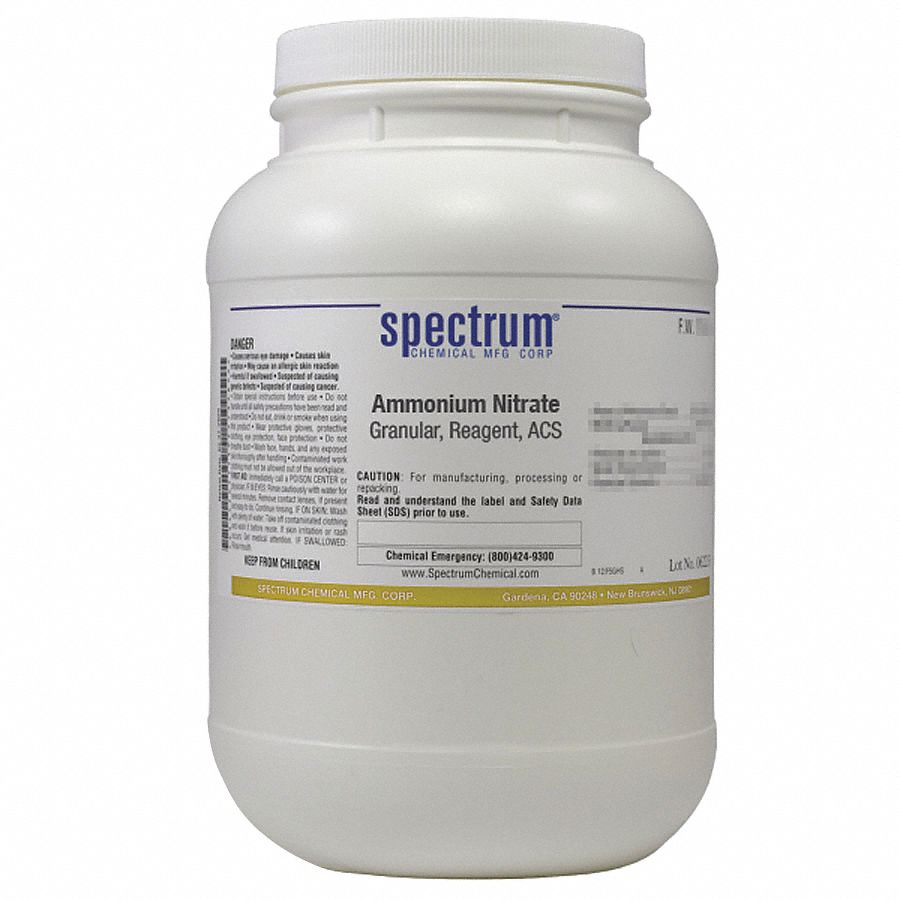 Ammonium Nitrate: ACS, 2.5 kg, 6484-52-2, Reagent, Powder, Bottle, Plastic, 24 mo Shelf Life, 1