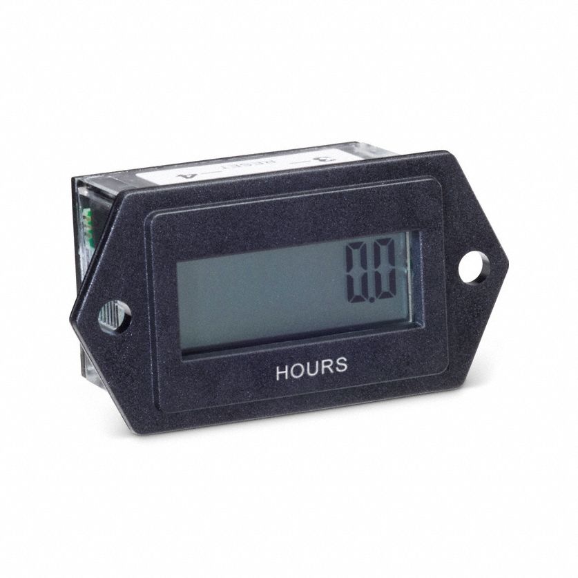 Hour Meter: Hour Meters, Front Panel Mounting, Digital, 2 1/4 in x 1 1/8 in, CE/CUL/UL
