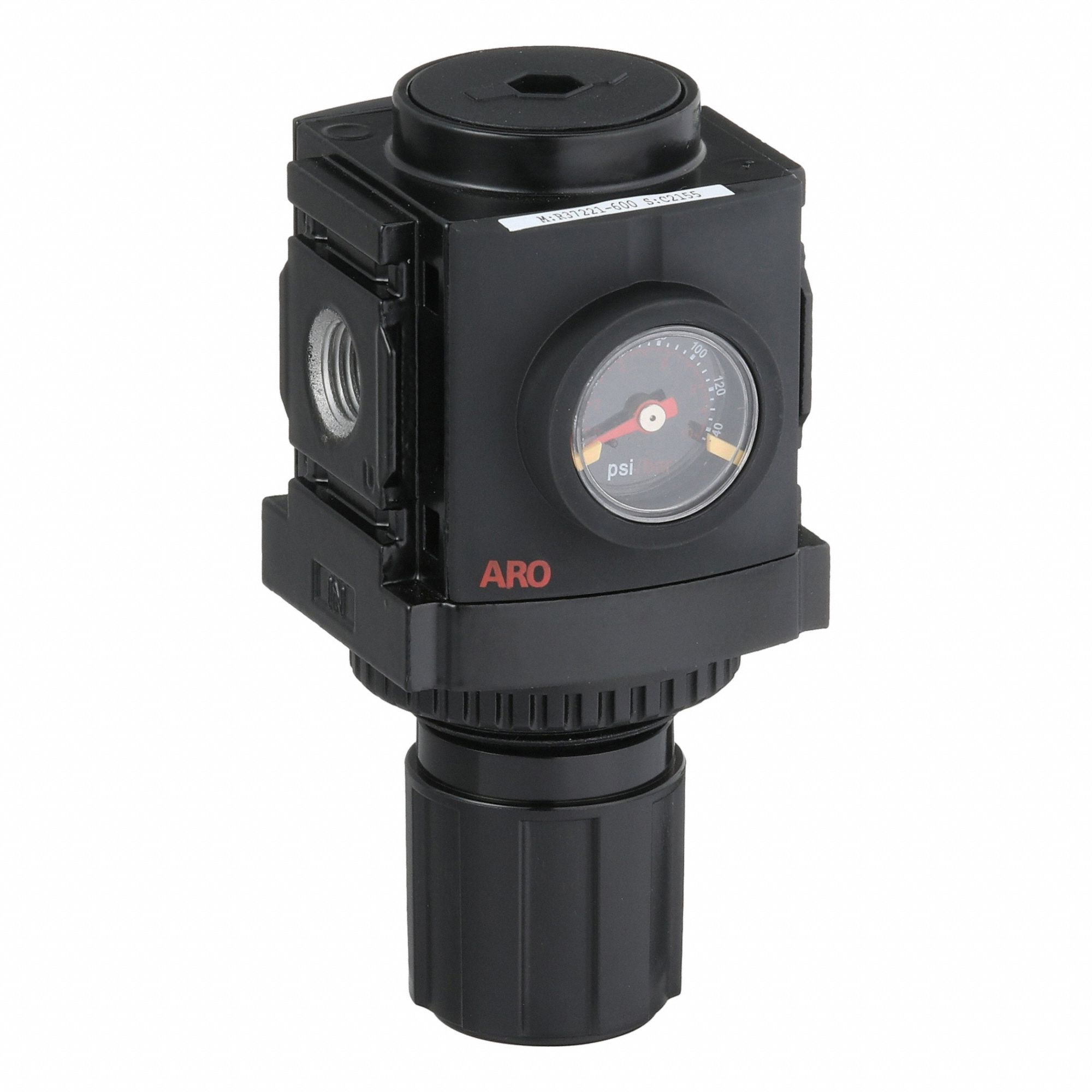 Regulator: Aluminum, 1/4 in NPT, 170 scfm, 140 psi, 250 psi Max Op Pressure, Knob, 1500 Series