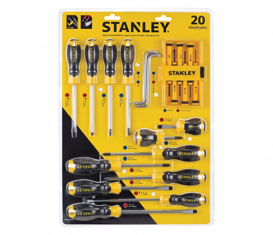 STANLEY Juego de Desarmadores, Estilo de Punta Cabinet/Phillips/Plana