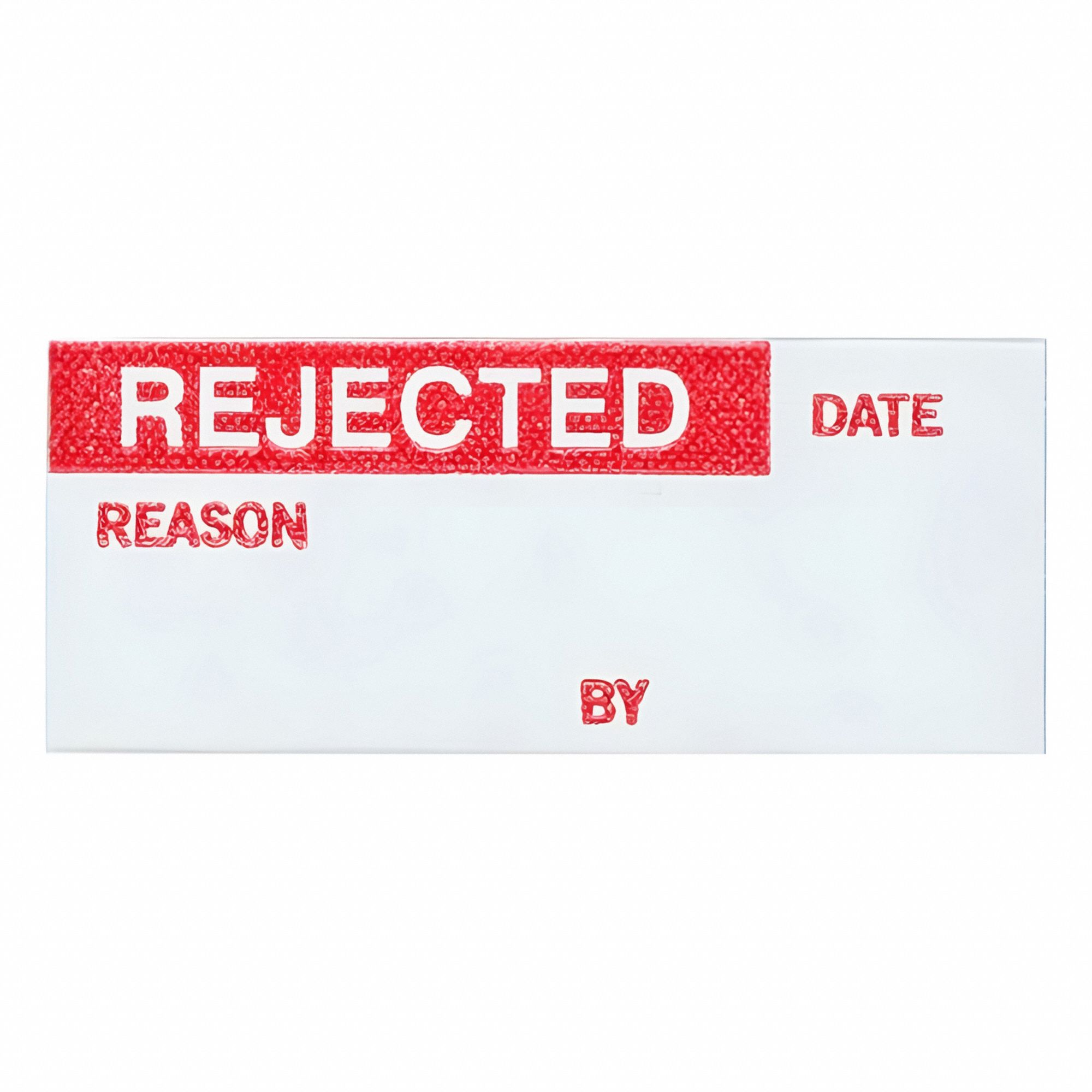 Inspection Label: 1 1/2 in Wd, 5/8 in Ht, Red/White, Rectangle, Matte, Vinyl Cloth, Indoor, 25 PK