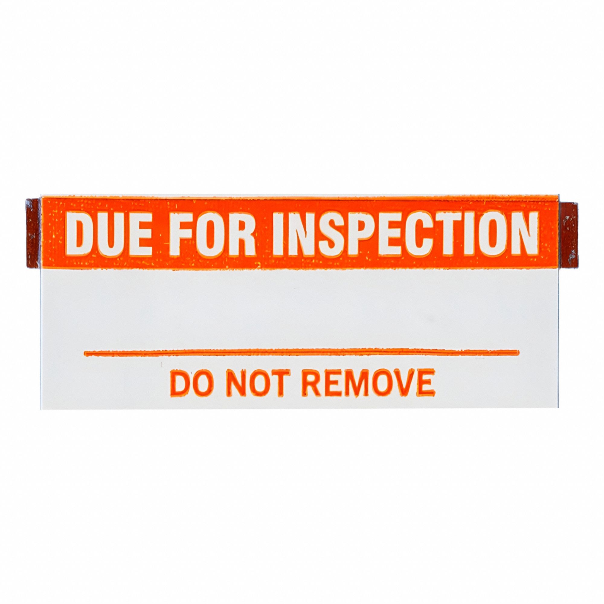 Inspection Label: 1 1/2 in Wd, 5/8 in Ht, Orange/White, Rectangle, Matte, Vinyl Cloth, Indoor, 25 PK