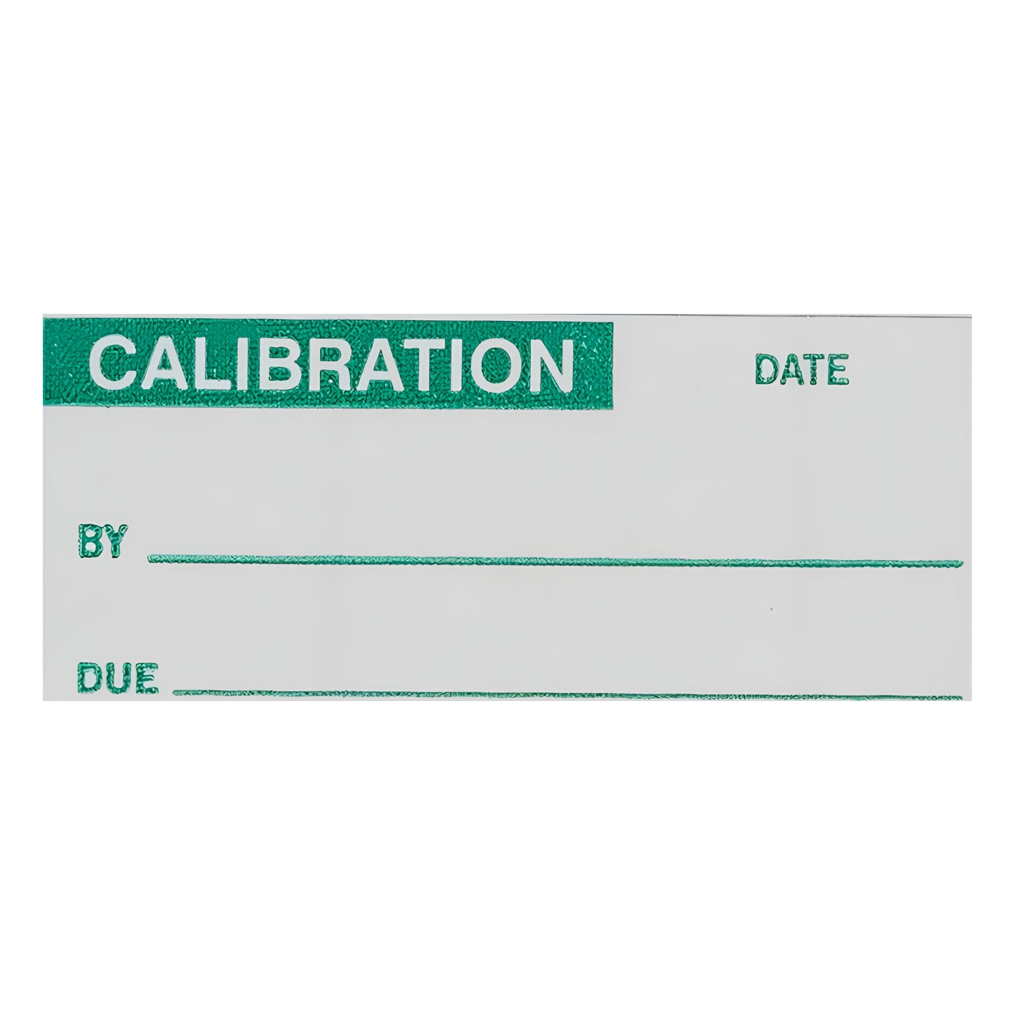 Calibration Label: 2 1/4 in Wd, 1 in Ht, Green/White, Matte, Aluminum, Indoor/Outdoor, 25 PK