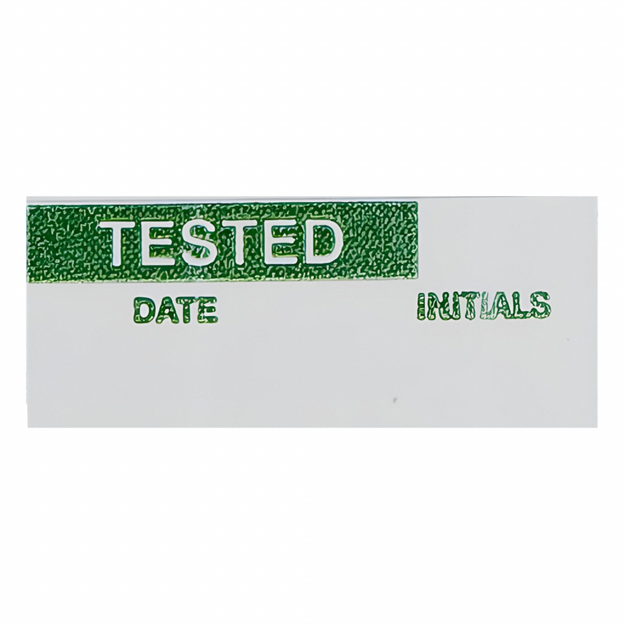 Inspection Label: 1 1/2 in Wd, 5/8 in Ht, Green/White, Rectangle, Matte, Aluminum, English, 25 PK