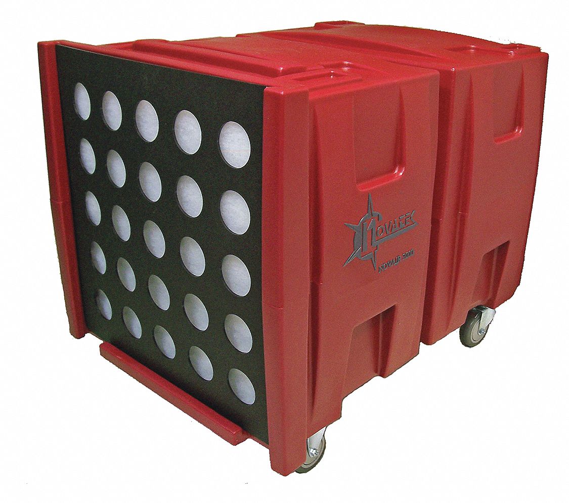 Air Scrubber: Polyethylene, Negative Air Pressure/Particulate Filtration, 2, 000 cfm Max Airflow, Red