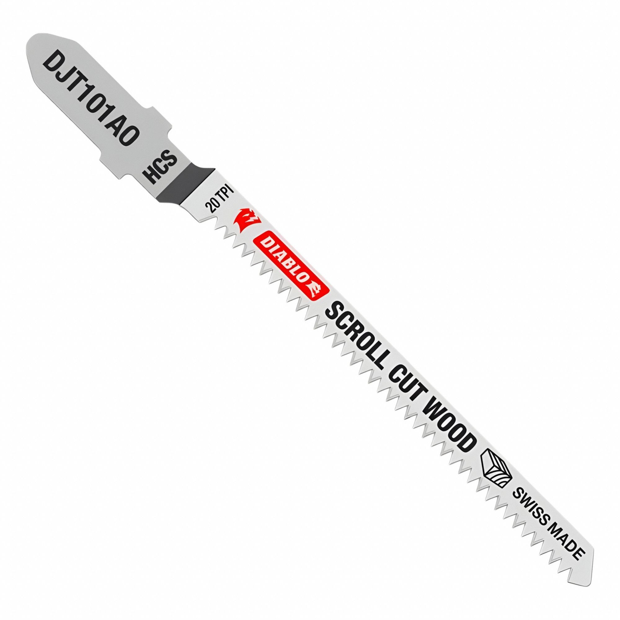 Jigsaw Blade: 20, 3 1/4 in Blade Lg, Carbon Steel, Flex for Curved Cuts Cutting Edge, 5 PK