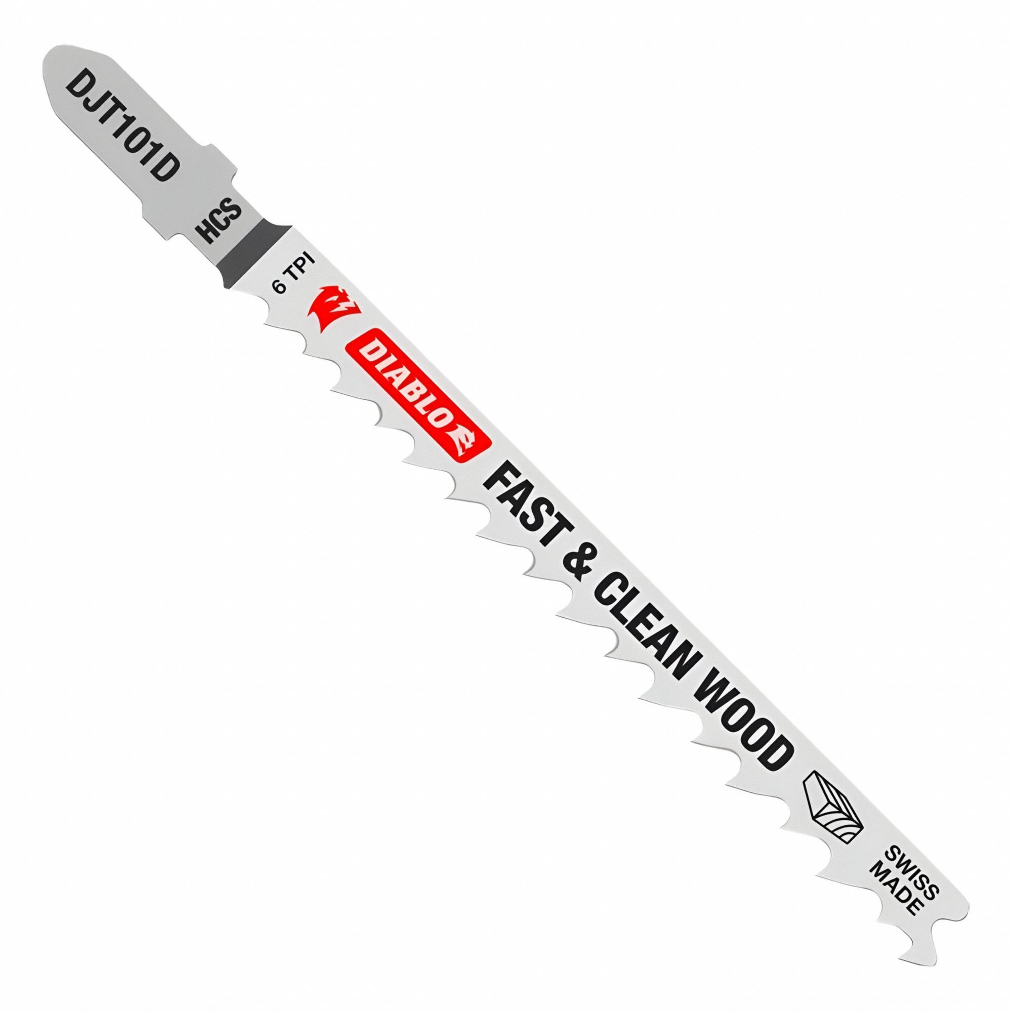 Jigsaw Blade: 6, 4 in Blade Lg, Carbon Steel, Flex for Curved Cuts Cutting Edge, Wood, 5 PK