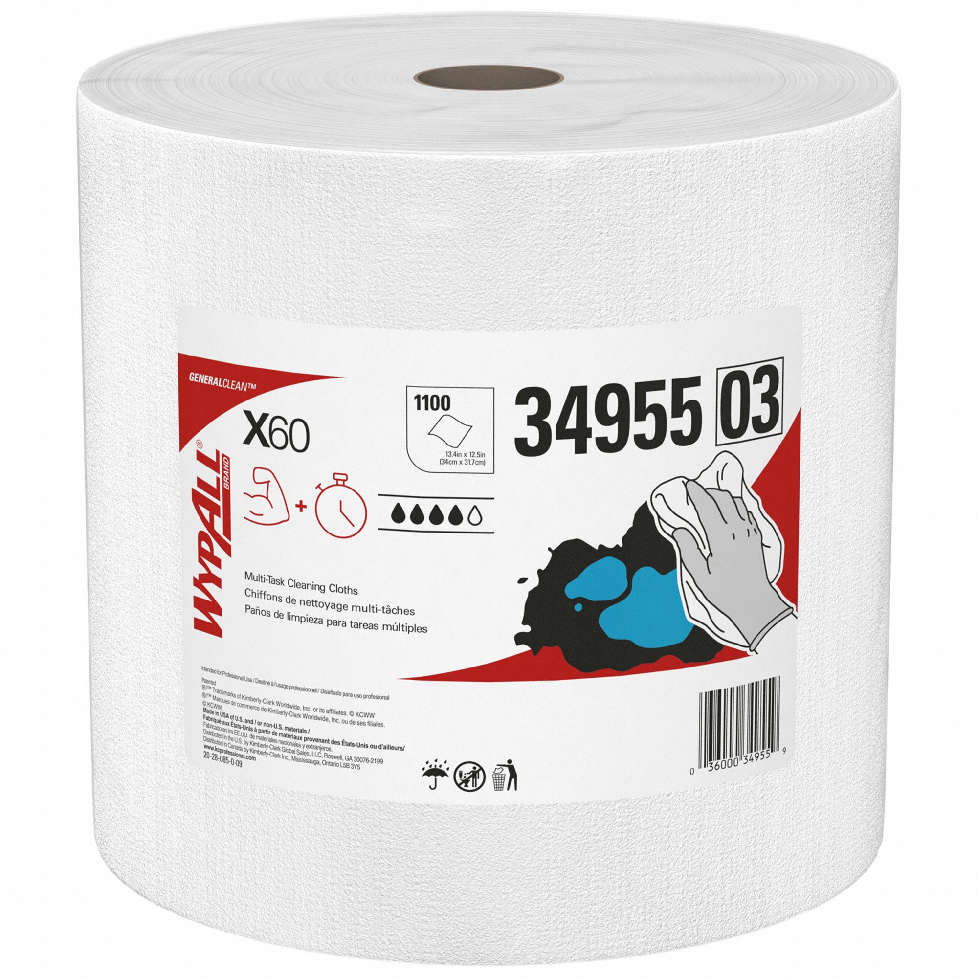 DRY WIPE ROLL,12-1/2" X 13-1/2",WHITE
