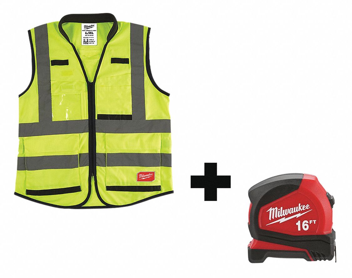 High Visibility Vest, L/XL, Yellow/Green