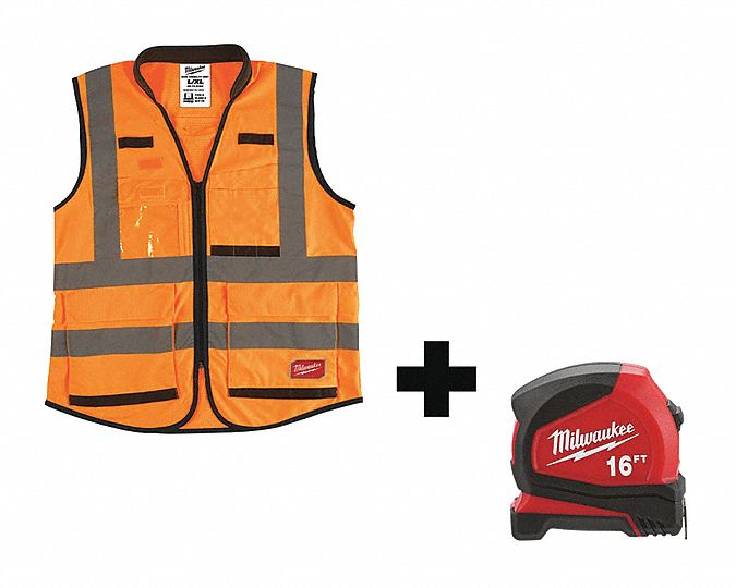 High Visibility Vest, L/XL, Orange/Red