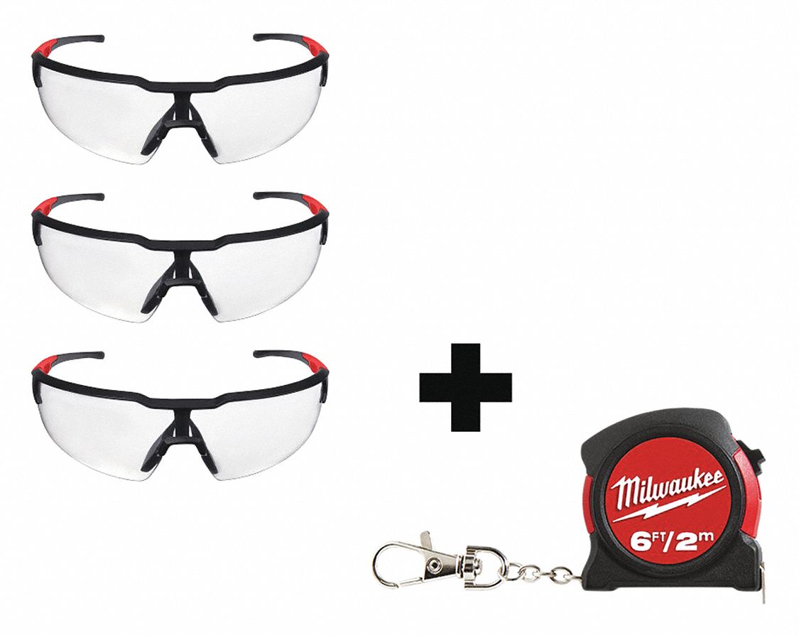 MILWAUKEE, Uncoated, No Foam Lining, Safety Glasses 349EW548732050