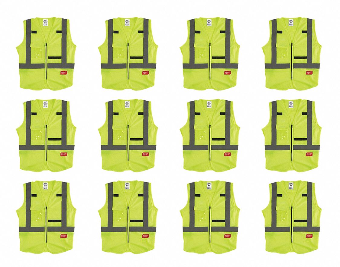 High Visibility Vest, 12 pk, 12 pk, S/M
