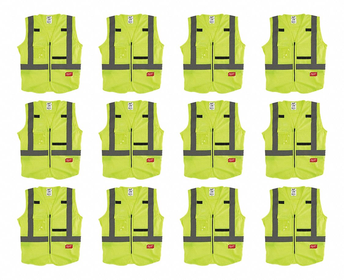 High Visibility Vest, 12 pk, 3XL/4XL