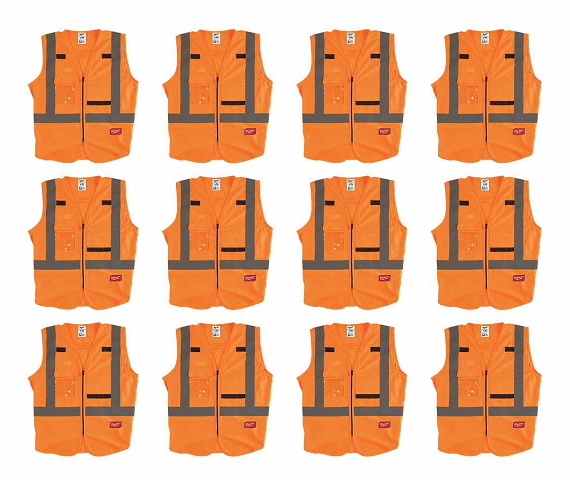 High Visibility Vest, 12 pk, 2XL/3XL