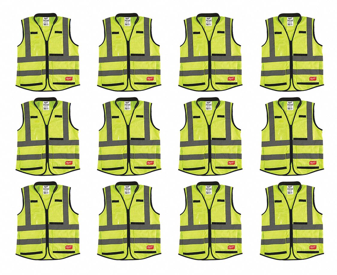 High Visibility Vest, 12 pk, 3XL/4XL