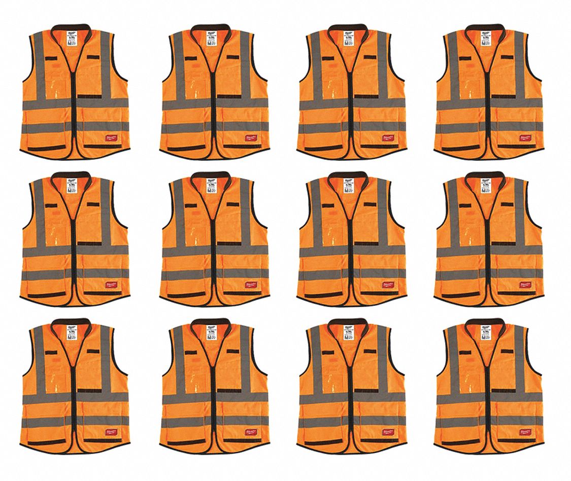 High Visibility Vest, 12 pk, 3XL/4XL