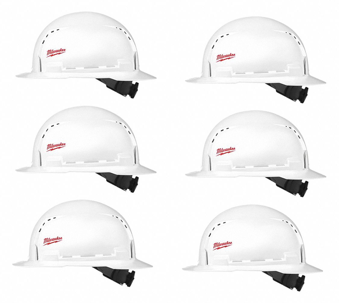 MILWAUKEE Hard Hat, General Purpose, 6 pk, White 349EZ848731011X6