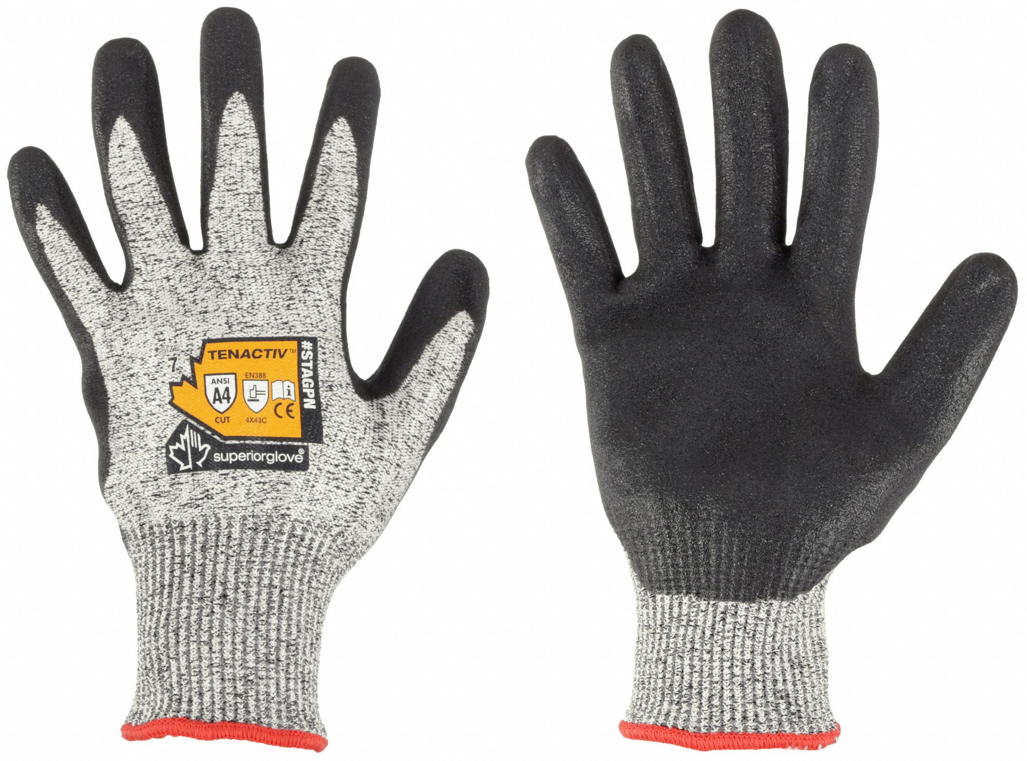 GLOVES, ABRASION RESISTANT, 13-GA, SIZE 8, BLACK/SPECKLED BLACK
