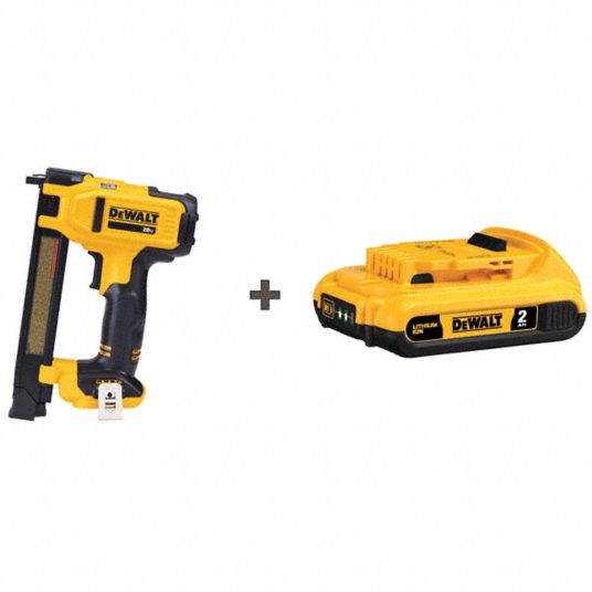 DEWALT Staple Gun Kit Sequential For 1 in Staple Wd For 18 ga For 1 in Staple Leg Lg 1 2.0 Ah