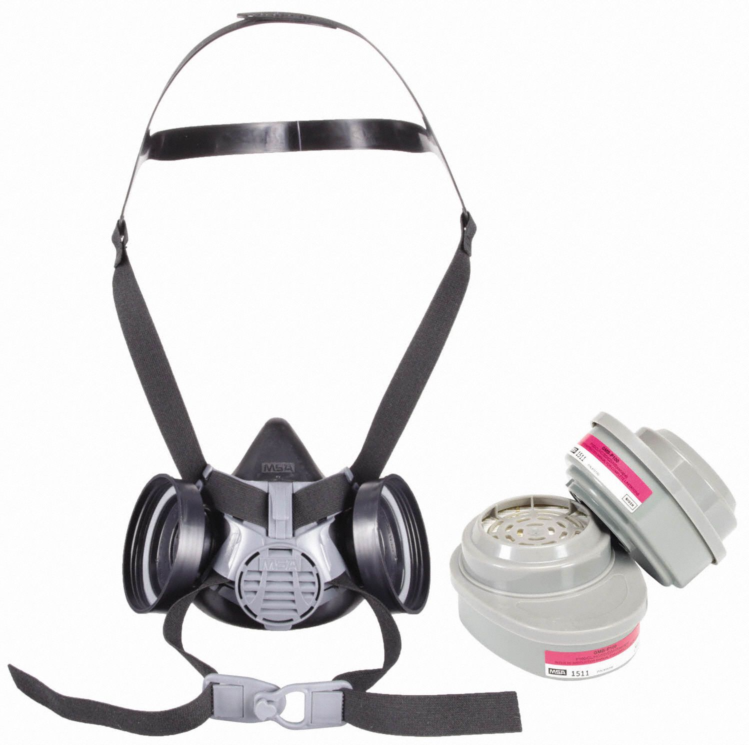 Half Mask Respirator Kit: 2 Cartridges Included, Silicone, M Mask Size