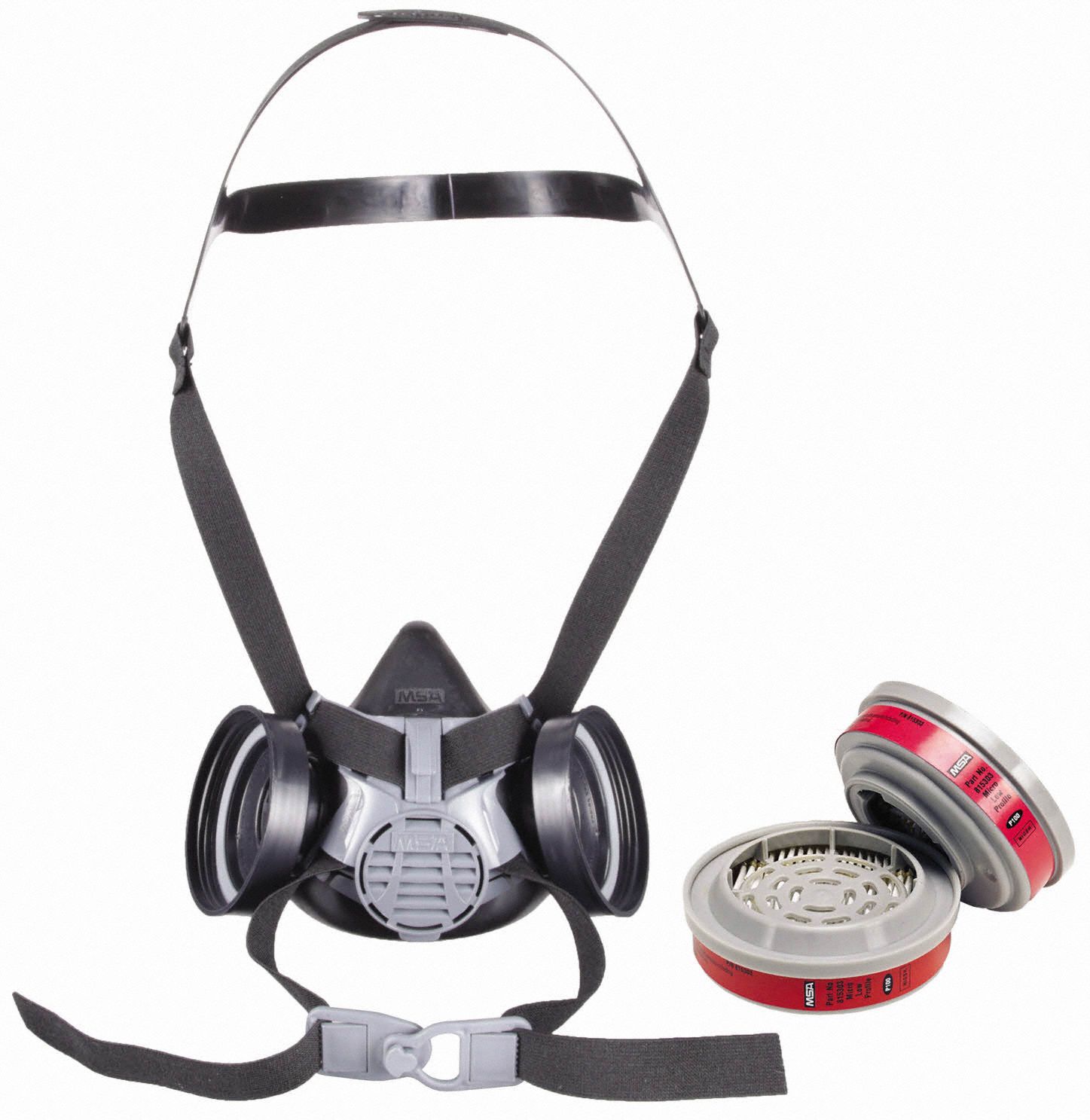 Half Mask Respirator Kit: 2 Cartridges Included, (2) P100 Filter, Silicone, L Mask Size