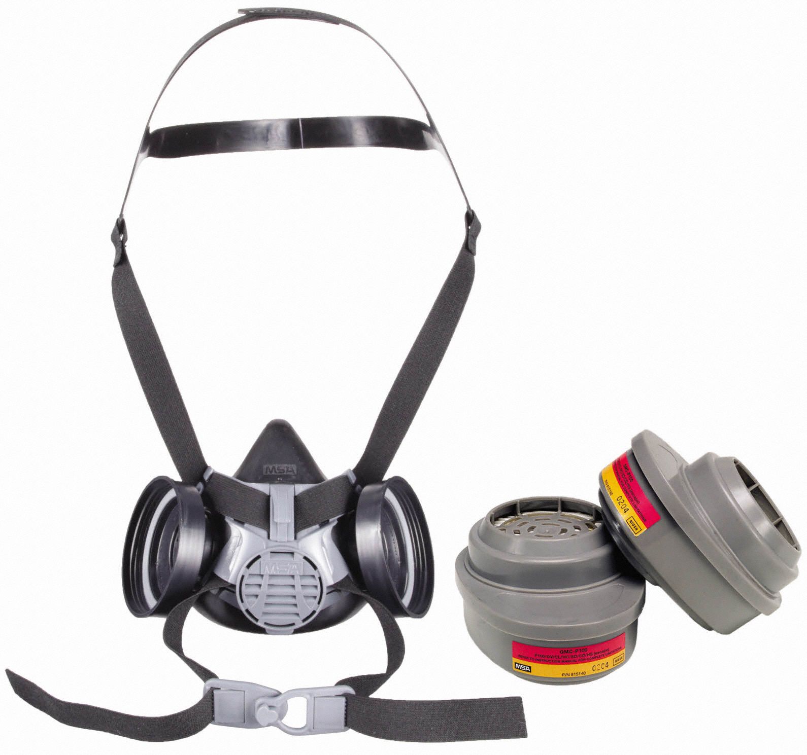 Half Mask Respirator Kit: 2 Cartridges Included, Silicone, L Mask Size