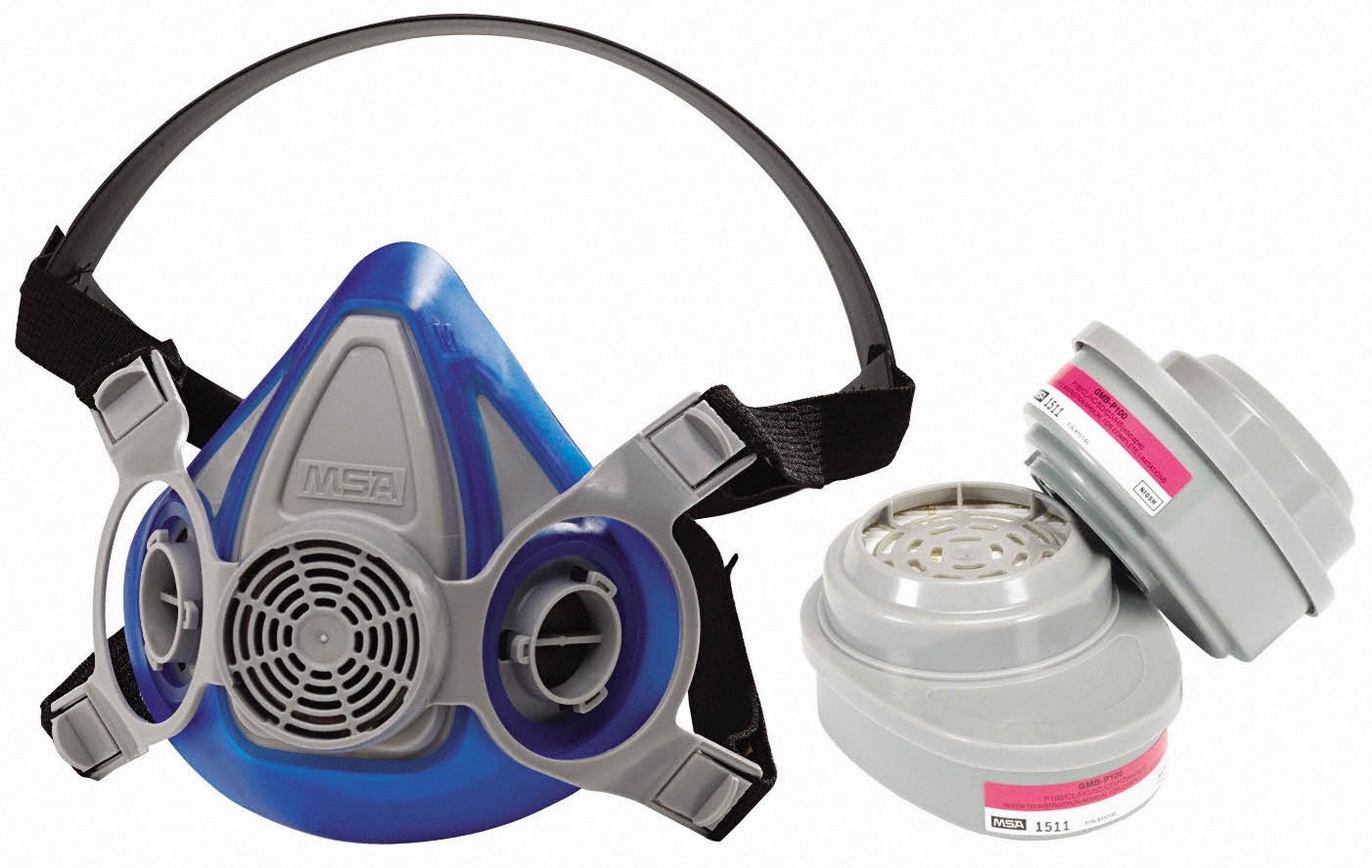 Half Mask Respirator Kit: 2 Cartridges Included, Thermoplastic Rubber, S Mask Size