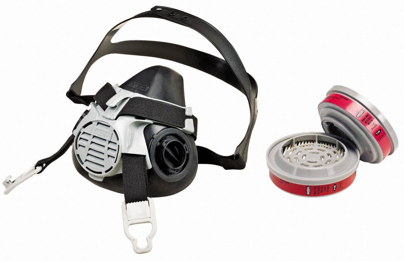 Half Mask Respirator Kit: 2 Cartridges Included, (2) P100 Filter, Silicone, S Mask Size