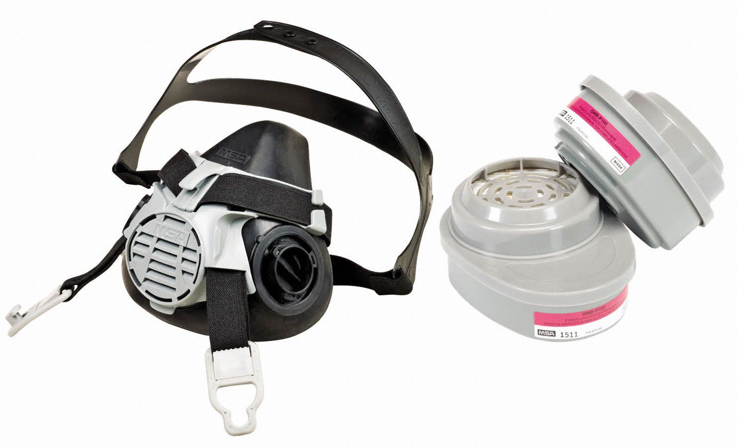 Half Mask Respirator Kit: 2 Cartridges Included, Silicone, S Mask Size