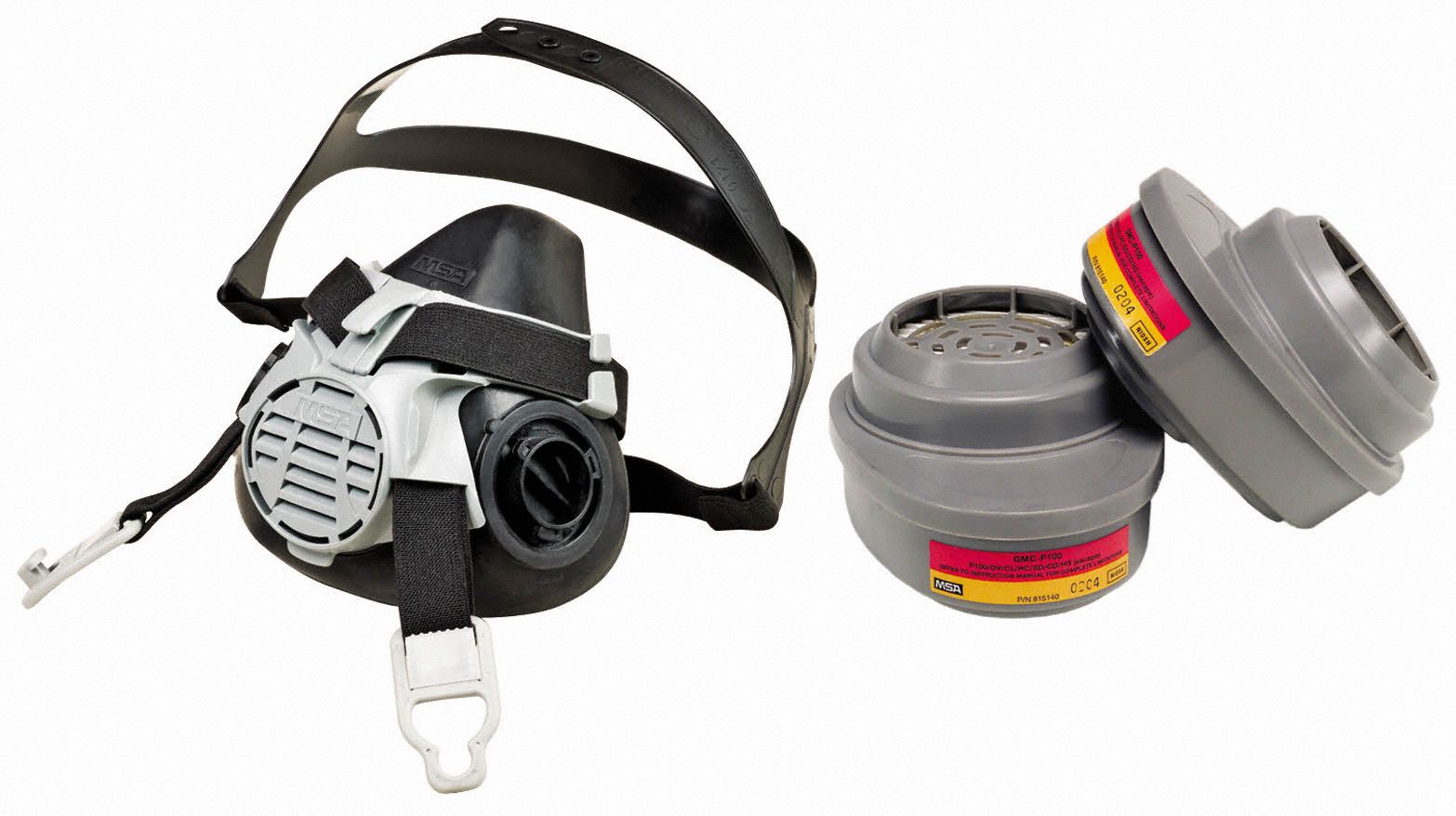 Half Mask Respirator Kit: 2 Cartridges Included, Silicone, M Mask Size