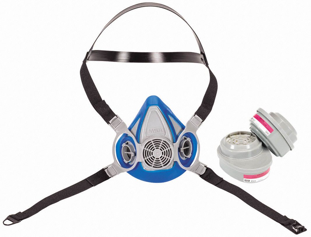 Half Mask Respirator Kit: 2 Cartridges Included, Thermoplastic Rubber, M Mask Size