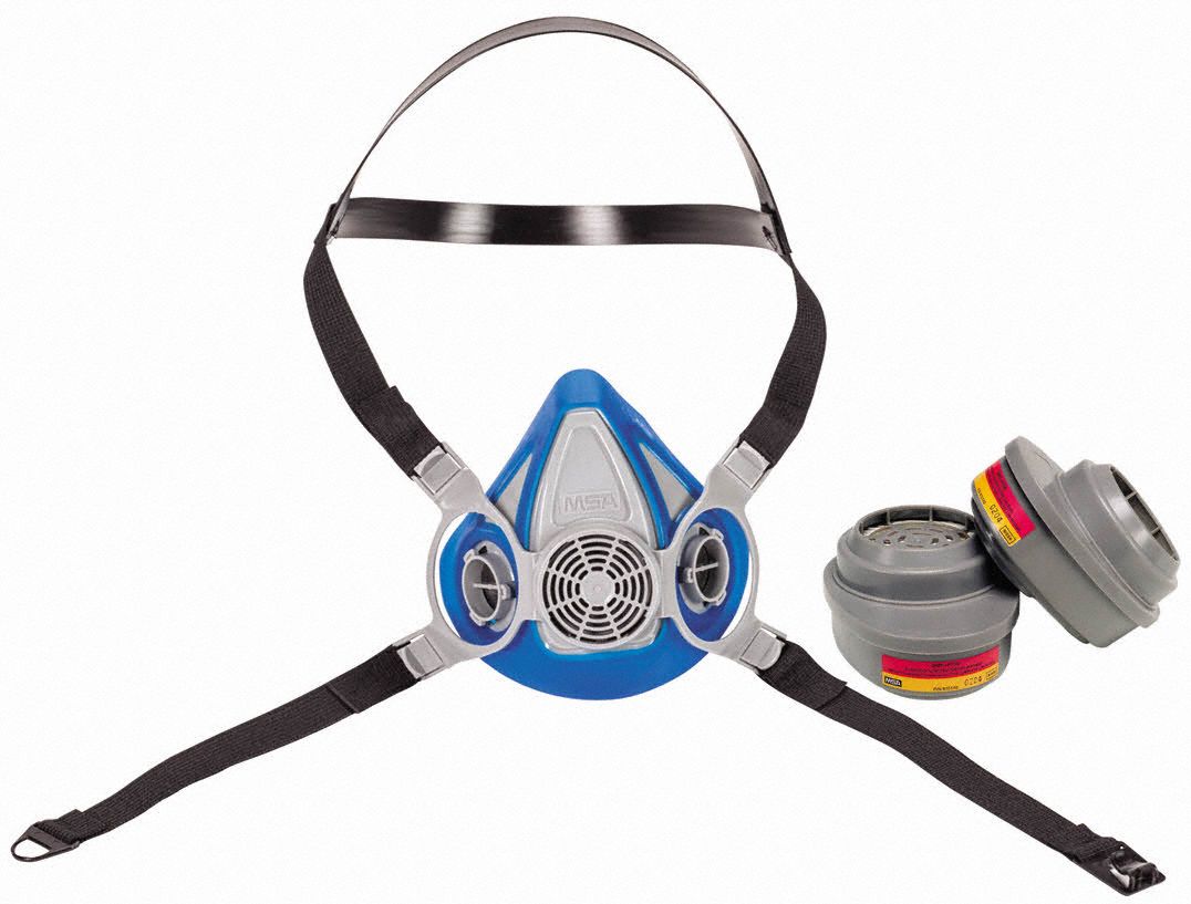 Half Mask Respirator Kit: 2 Cartridges Included, Thermoplastic Rubber, M Mask Size