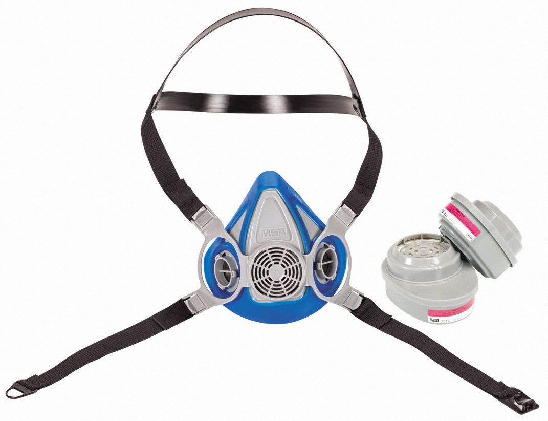Half Mask Respirator Kit: 2 Cartridges Included, Thermoplastic Rubber, S Mask Size