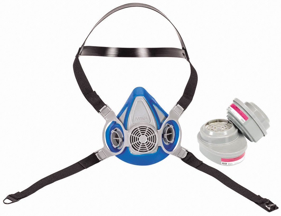 Half Mask Respirator Kit: 2 Cartridges Included, Thermoplastic Rubber, L Mask Size