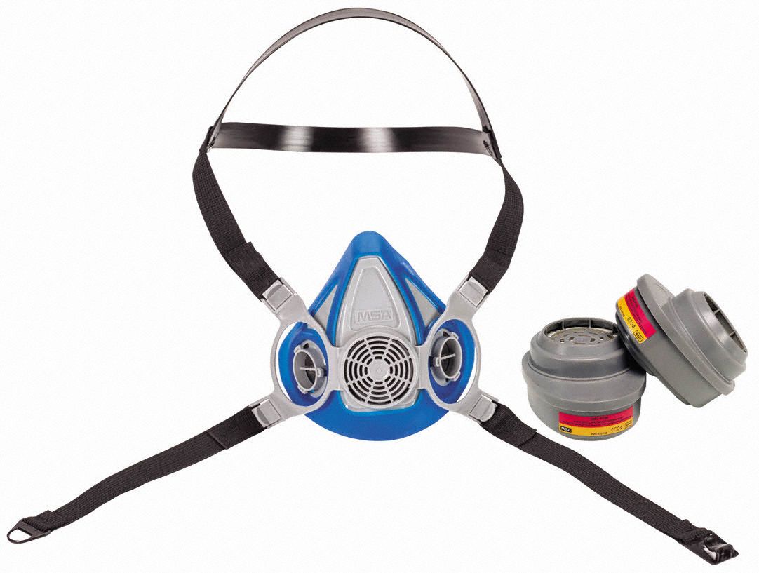 Half Mask Respirator Kit: 2 Cartridges Included, Thermoplastic Rubber, L Mask Size