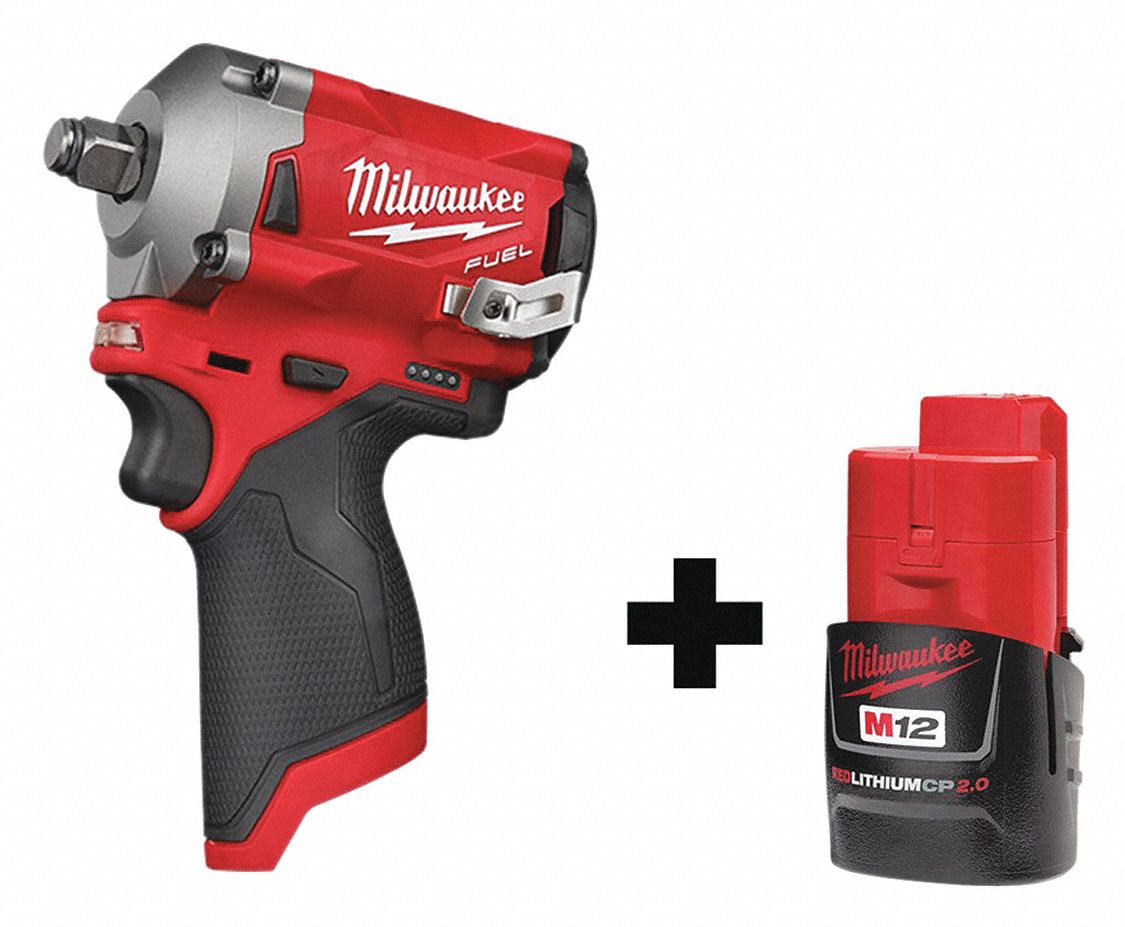 MILWAUKEE Cordless, Impact Wrench, 12V DC, 250 ftlb Breakaway Torque 349VF8255520 4811