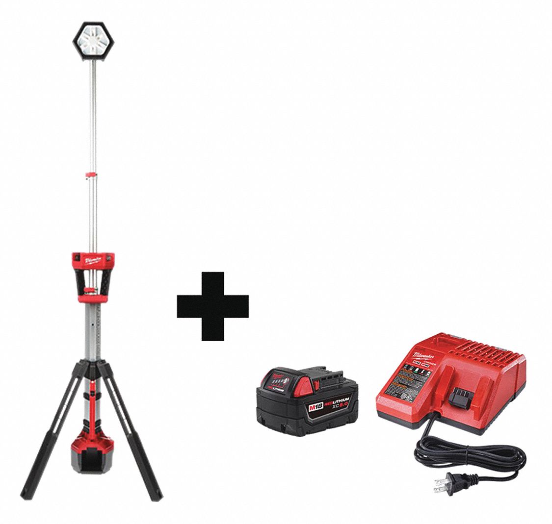 MILWAUKEE, M18, Battery Included, Cordless Tripod Light 349VH72131