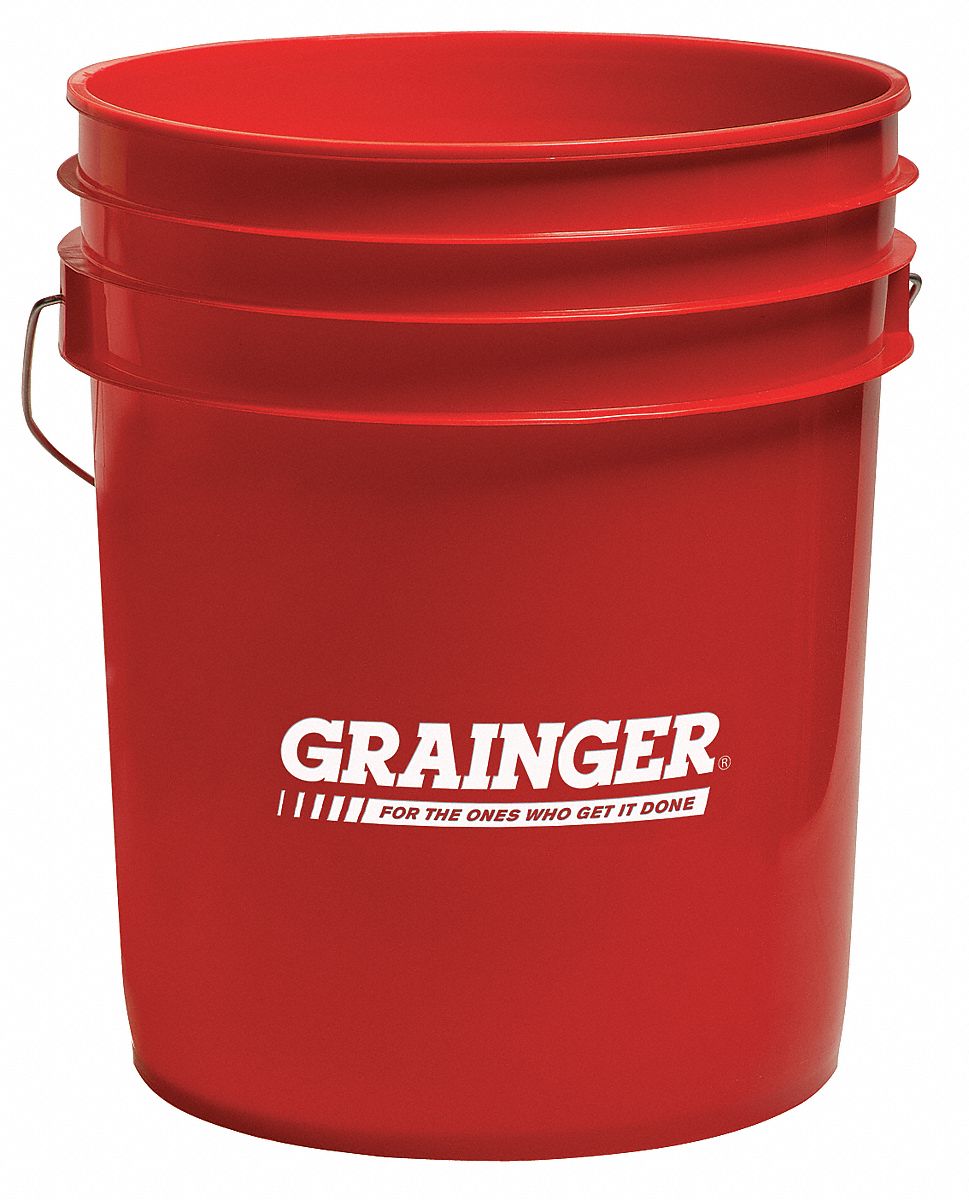 GRAINGER APPROVED 5.0 gal Polyethylene Round Pail, Red 34A25634A256