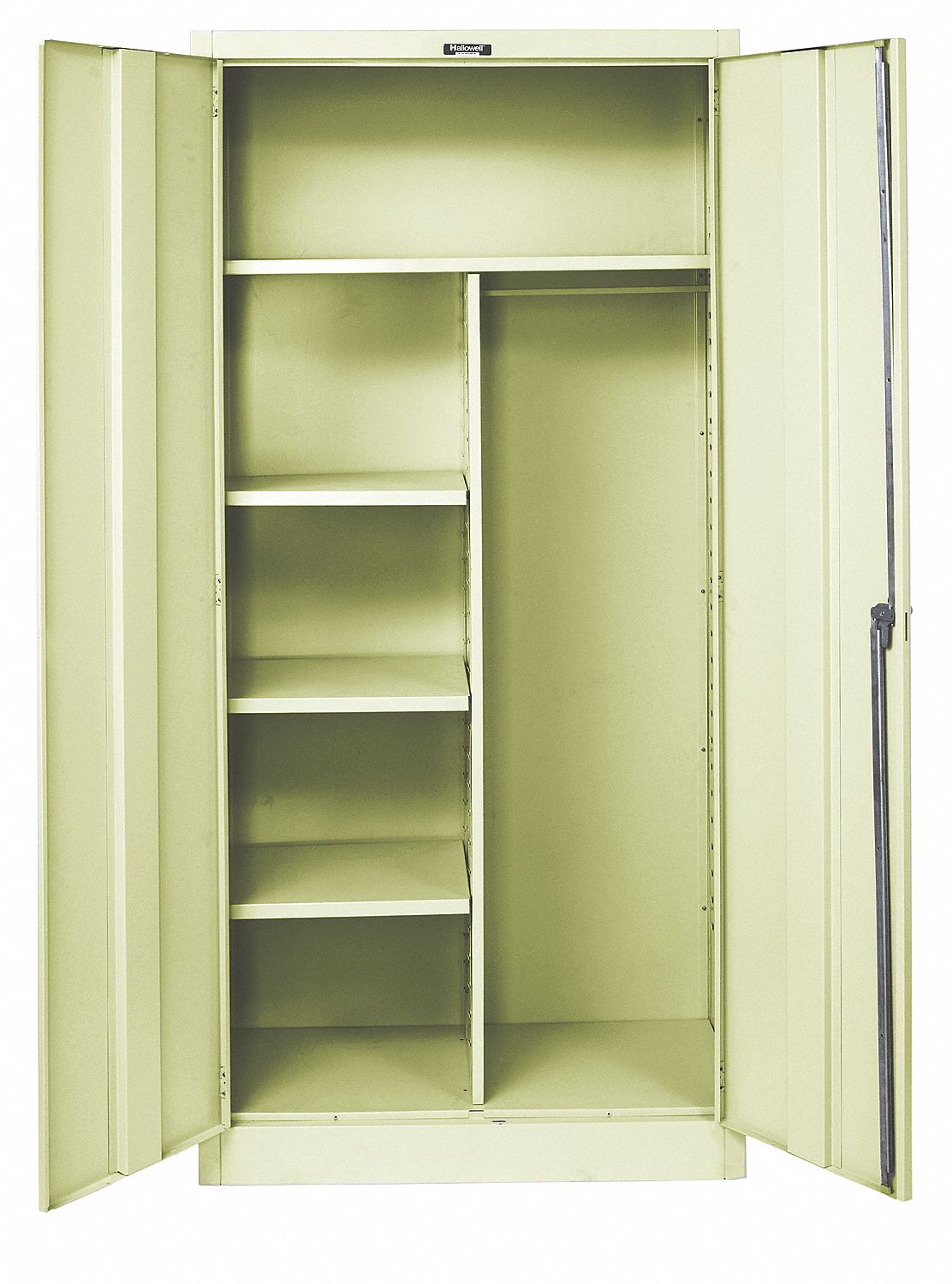 STORAGE CABINET, 48 IN X 24 IN X 78 IN, 4 SHELVES, SWING HANDLE/KEYED, 20 GA PANEL, ADJUSTABLE