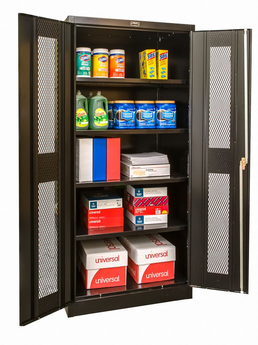 HALLOWELL Storage Cabinet: 48 in x 18 in x 78 in, 4 Adj Shelves, Swing ...