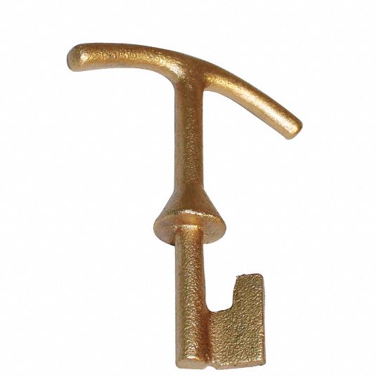 Water Meter Key  Size 38 in  Handle Shape T  Overall Length 6 in  Brass