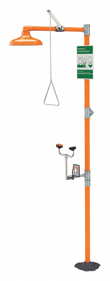 Shower with Eyewash: Floor Mnt, No Bowl, Galvanized Steel Pipe, Std Mounting
