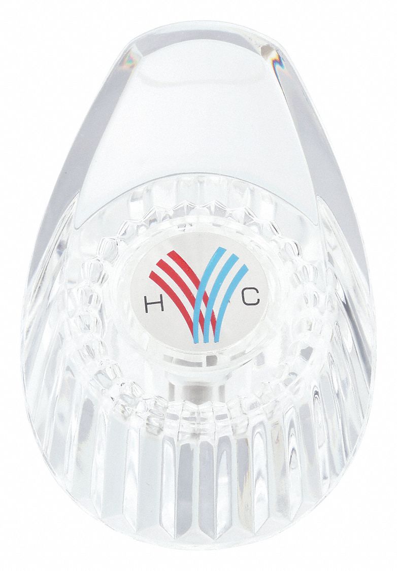 Handle: Valley, Lever Handle, Use with Hot/Cold Water Temp, Plastic, Acrylic Finish, Handle Screw