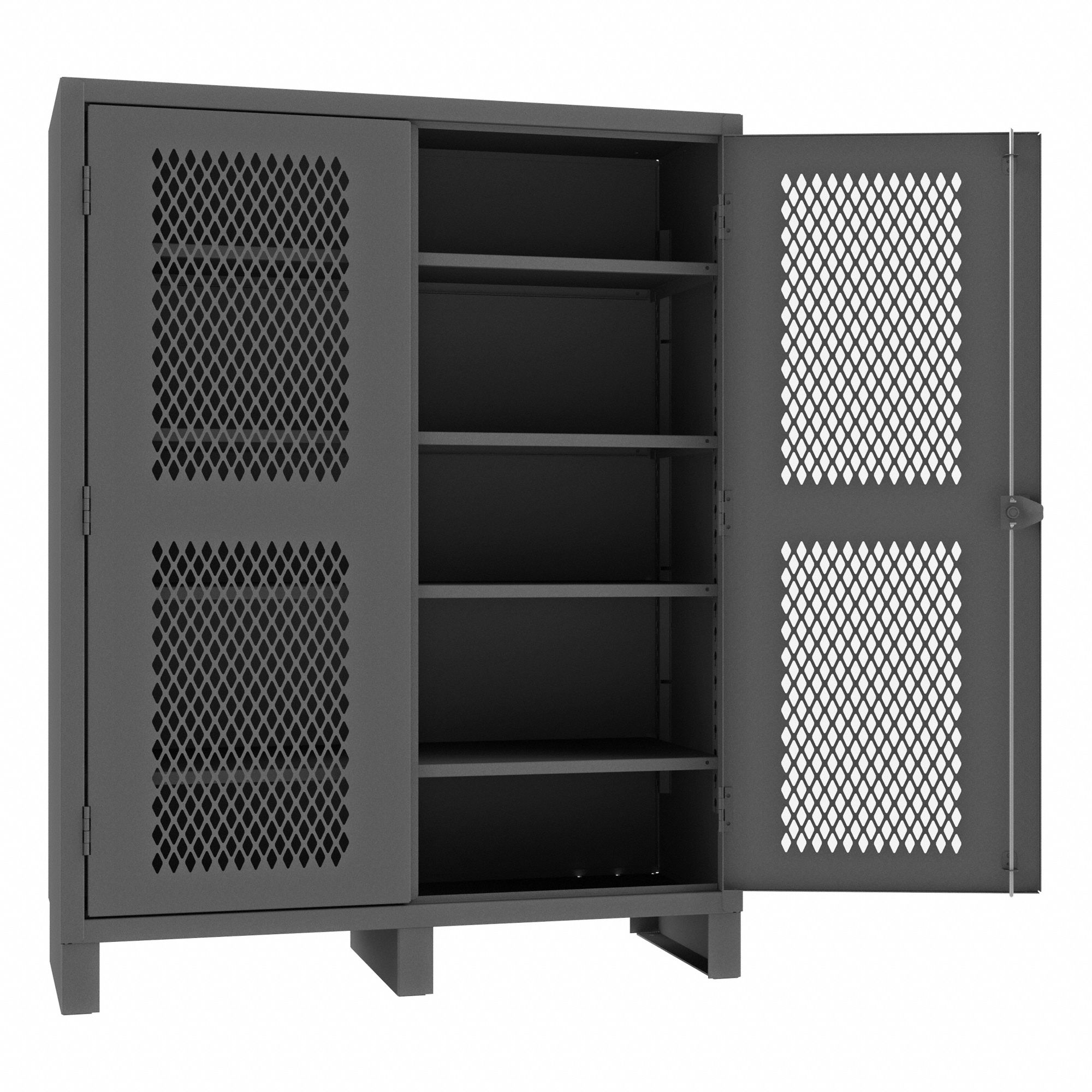 DURHAM MFG Storage Cabinet: 60 in x 24 in x 78 in, 4 Adj Shelves, Swing 